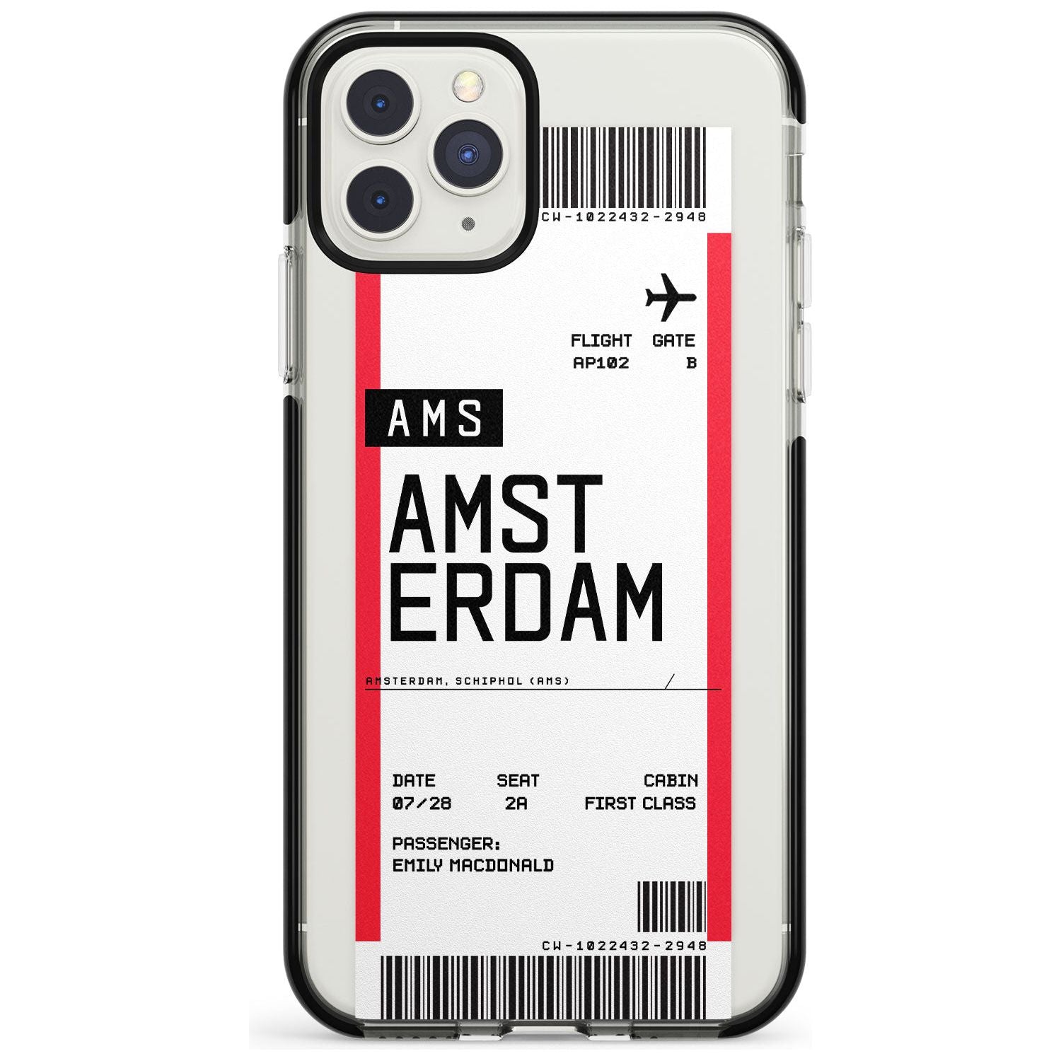 Amsterdam Boarding Pass iPhone Case  Black Impact Custom Phone Case - Case Warehouse