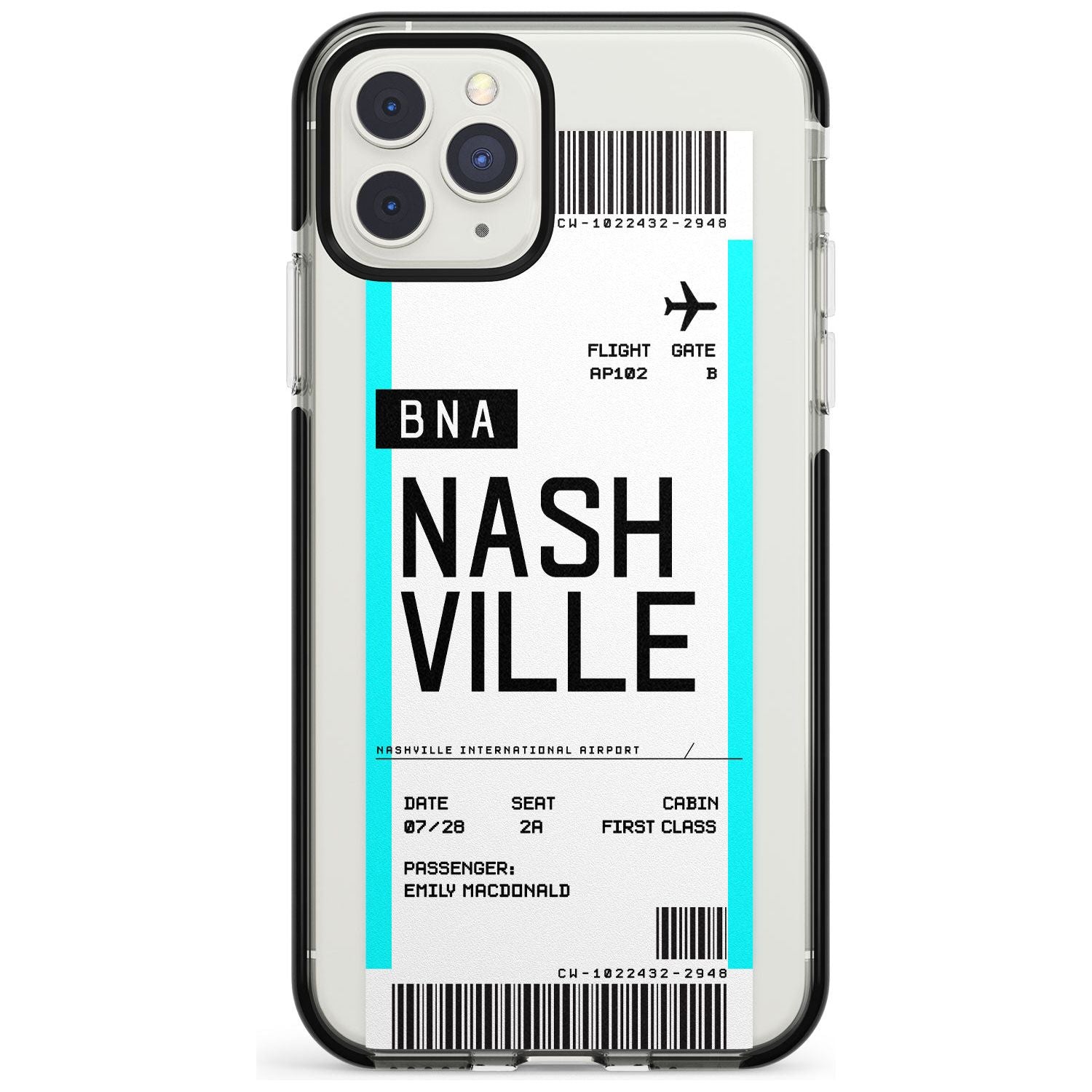 Nashville Boarding Pass iPhone Case  Black Impact Custom Phone Case - Case Warehouse