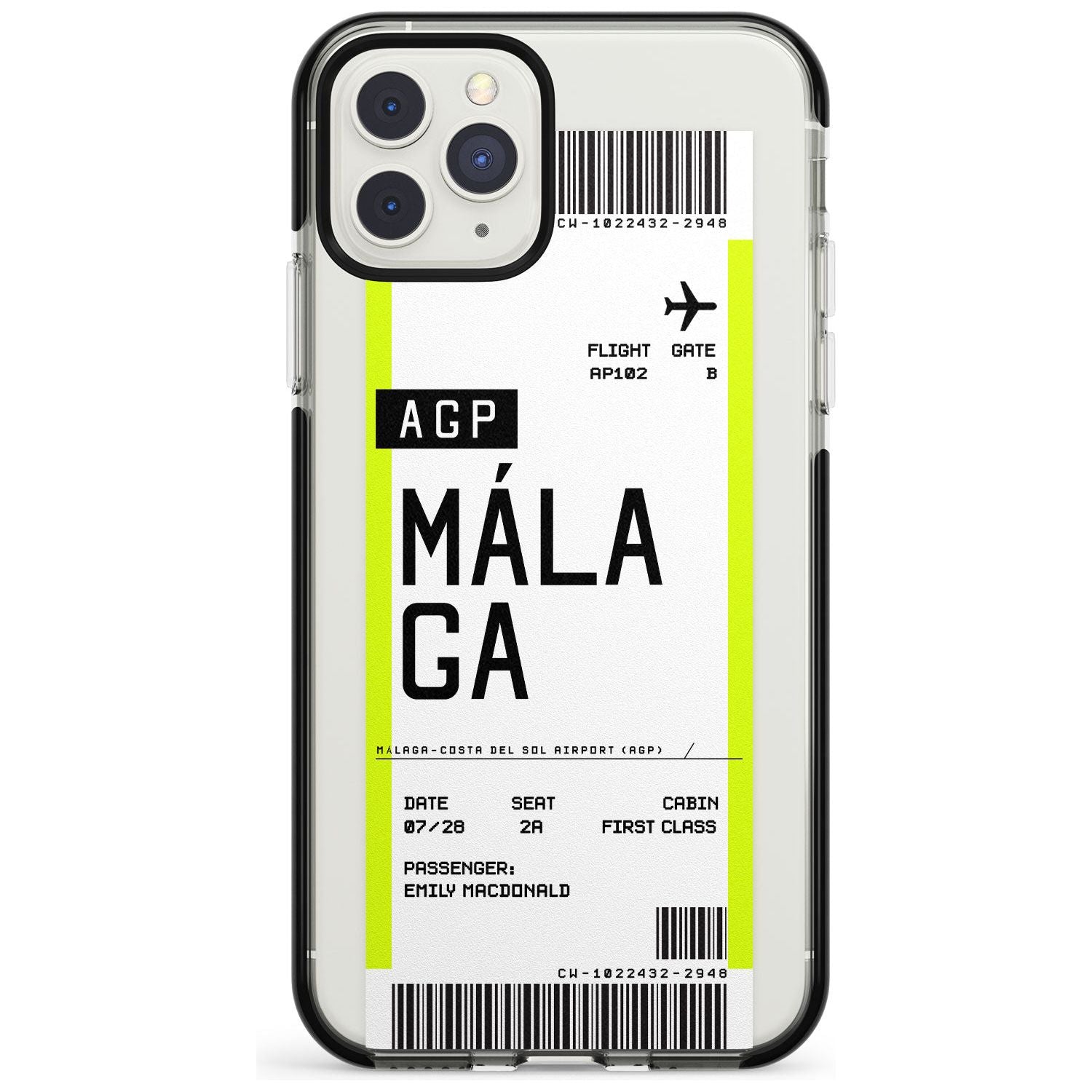 Málaga Boarding Pass iPhone Case  Black Impact Custom Phone Case - Case Warehouse