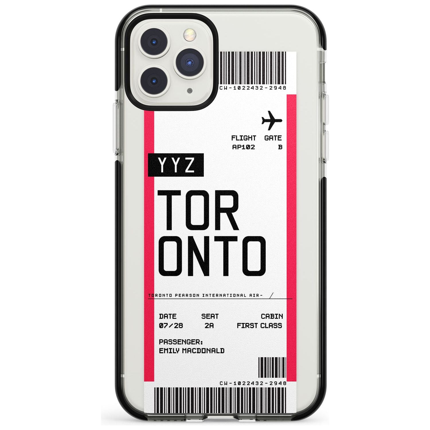 Toronto Boarding Pass iPhone Case  Black Impact Custom Phone Case - Case Warehouse