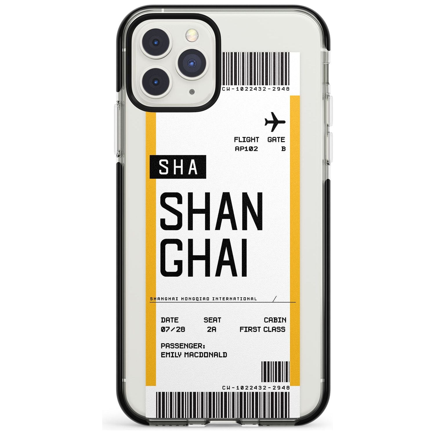 Shangai Boarding Pass iPhone Case  Black Impact Custom Phone Case - Case Warehouse