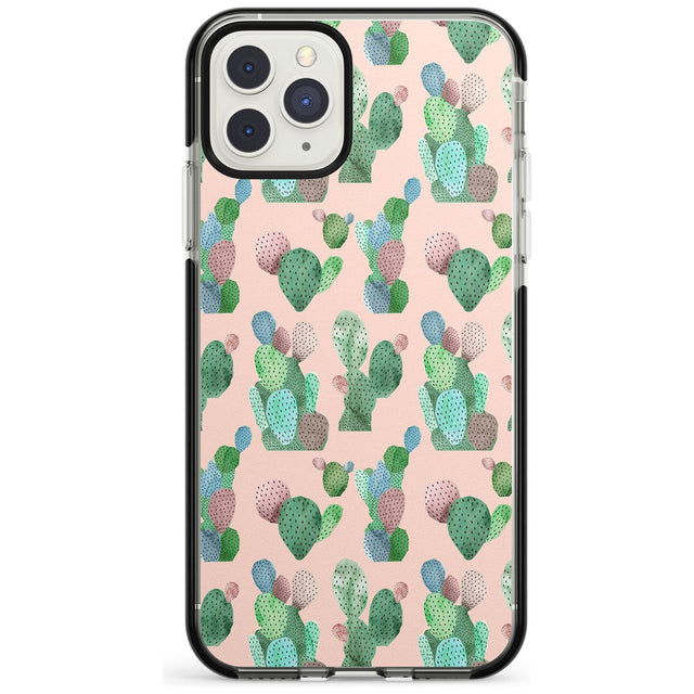 Pink Cactus Pattern Design Black Impact Phone Case for iPhone 11 Pro Max