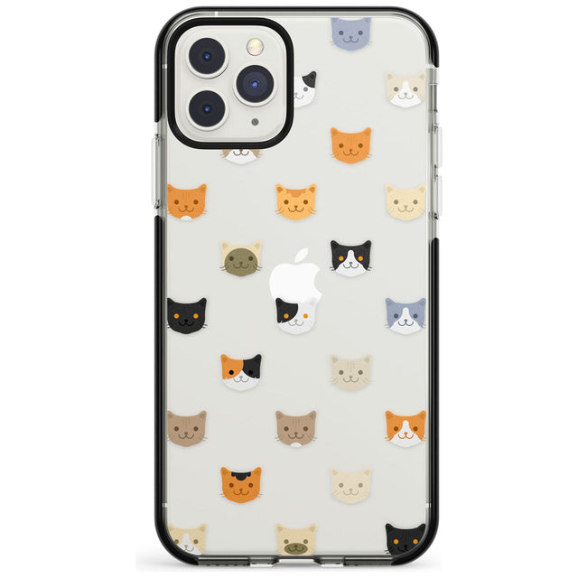 Cute Cat Face Transparent Phone Case iPhone 11 Pro Max / Black Impact Case,iPhone 11 Pro / Black Impact Case,iPhone 12 Pro Max / Black Impact Case Blanc Space