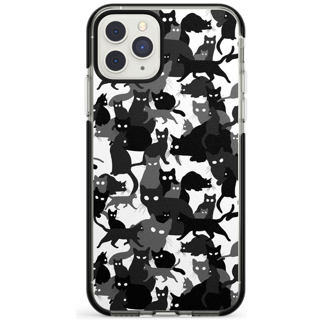 Black & White Cat Camouflage iPhone Case  Black Impact Phone Case - Case Warehouse