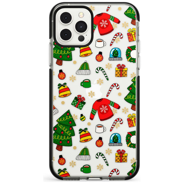 Christmas Mixture Pattern Black Impact Phone Case for iPhone 11