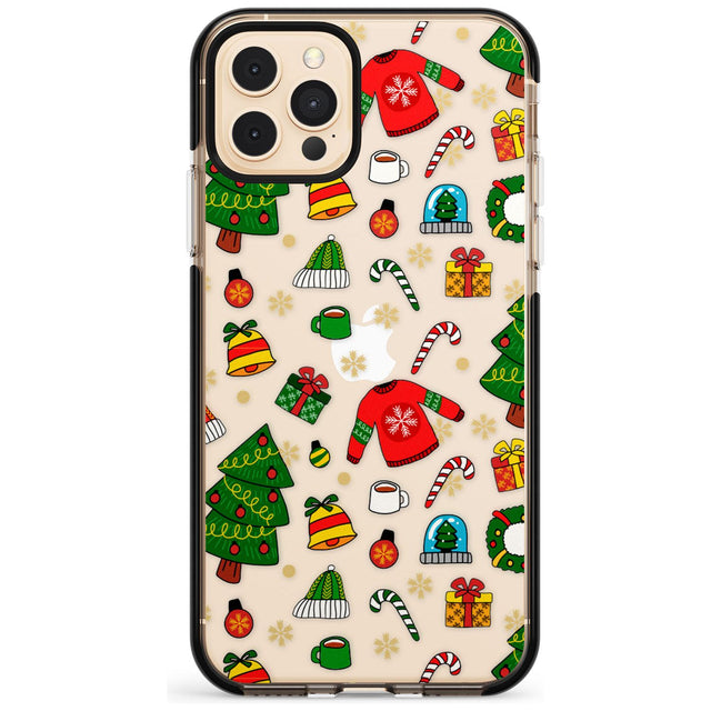 Christmas Mixture Pattern Black Impact Phone Case for iPhone 11