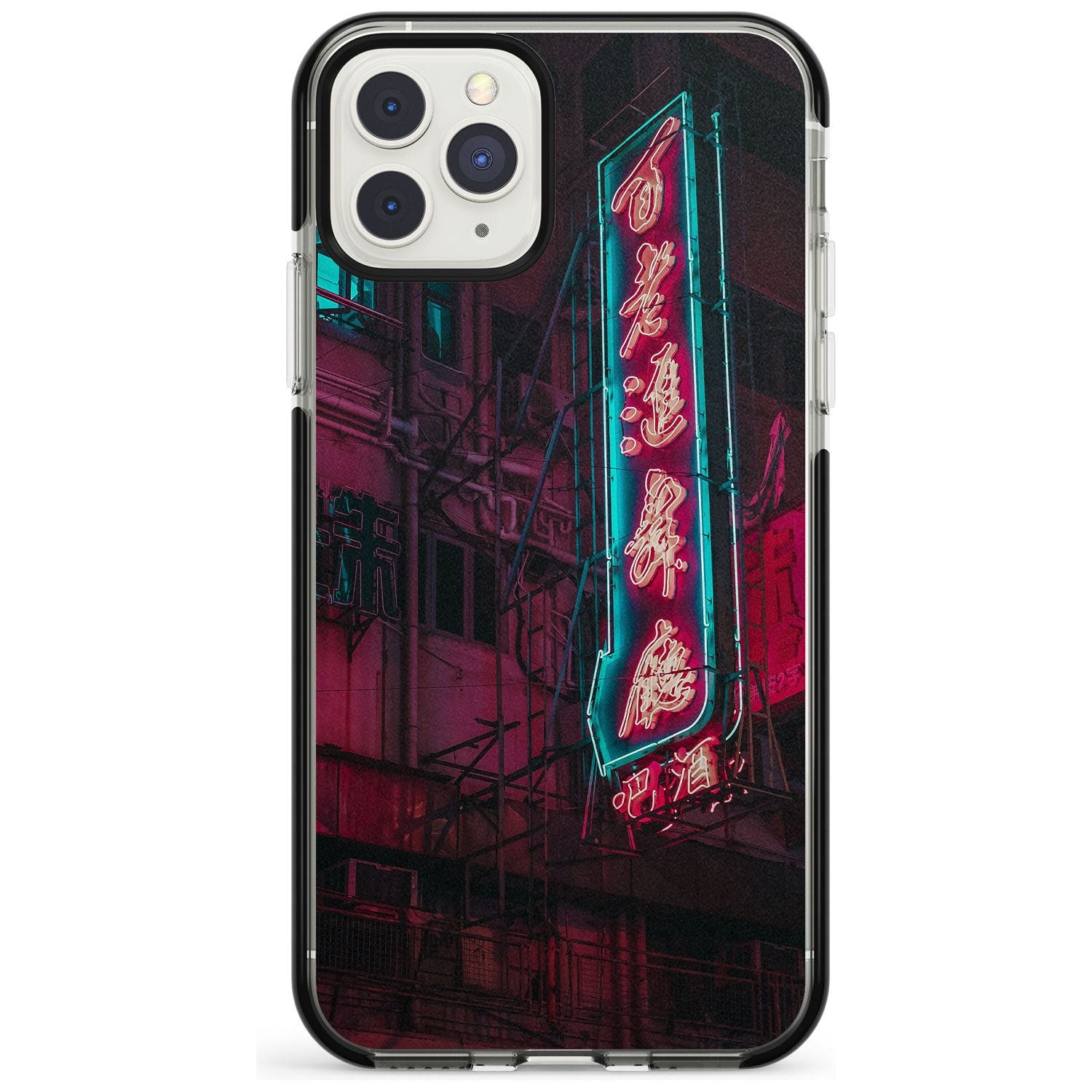 Large Kanji Sign - Neon Cities Photographs Black Impact Phone Case for iPhone 11 Pro Max