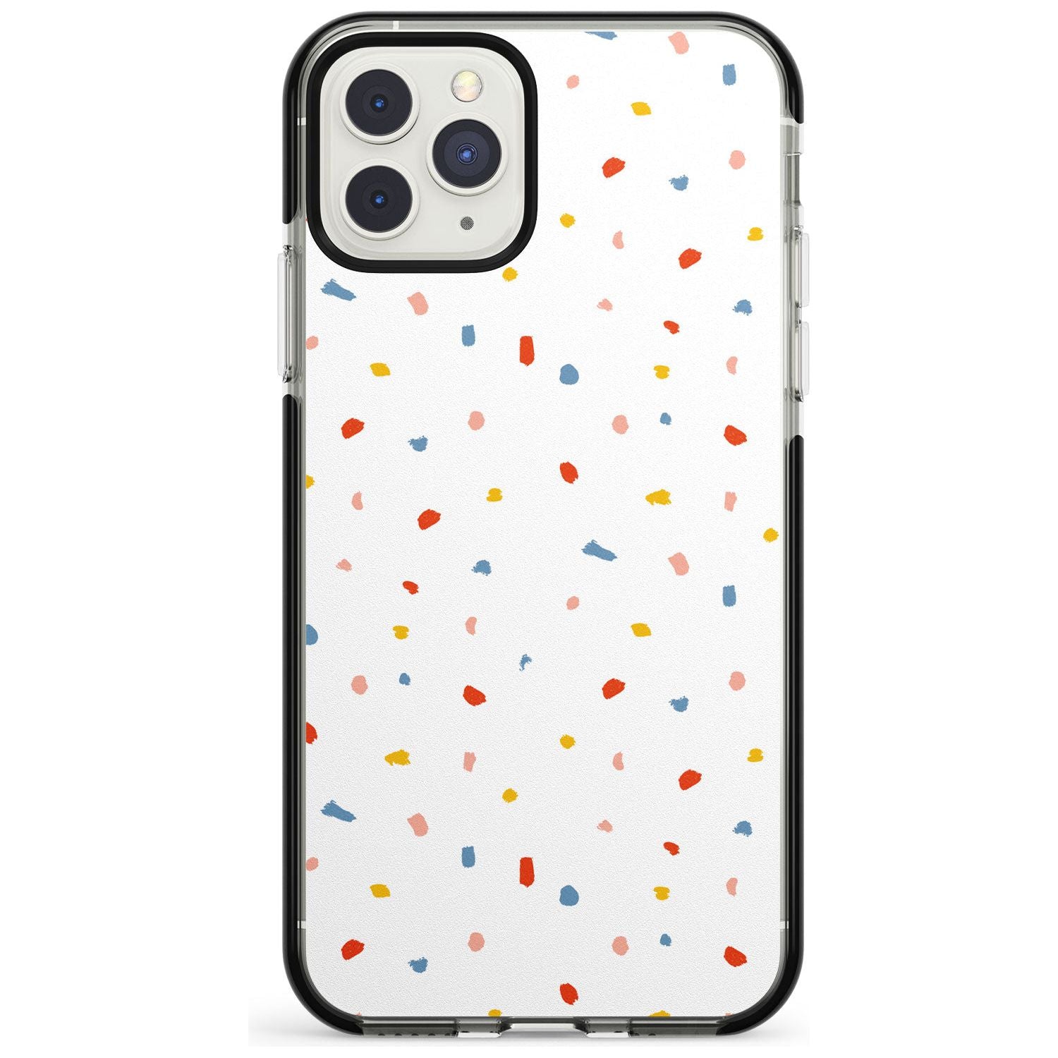 Confetti Print on Solid White Black Impact Phone Case for iPhone 11 Pro Max