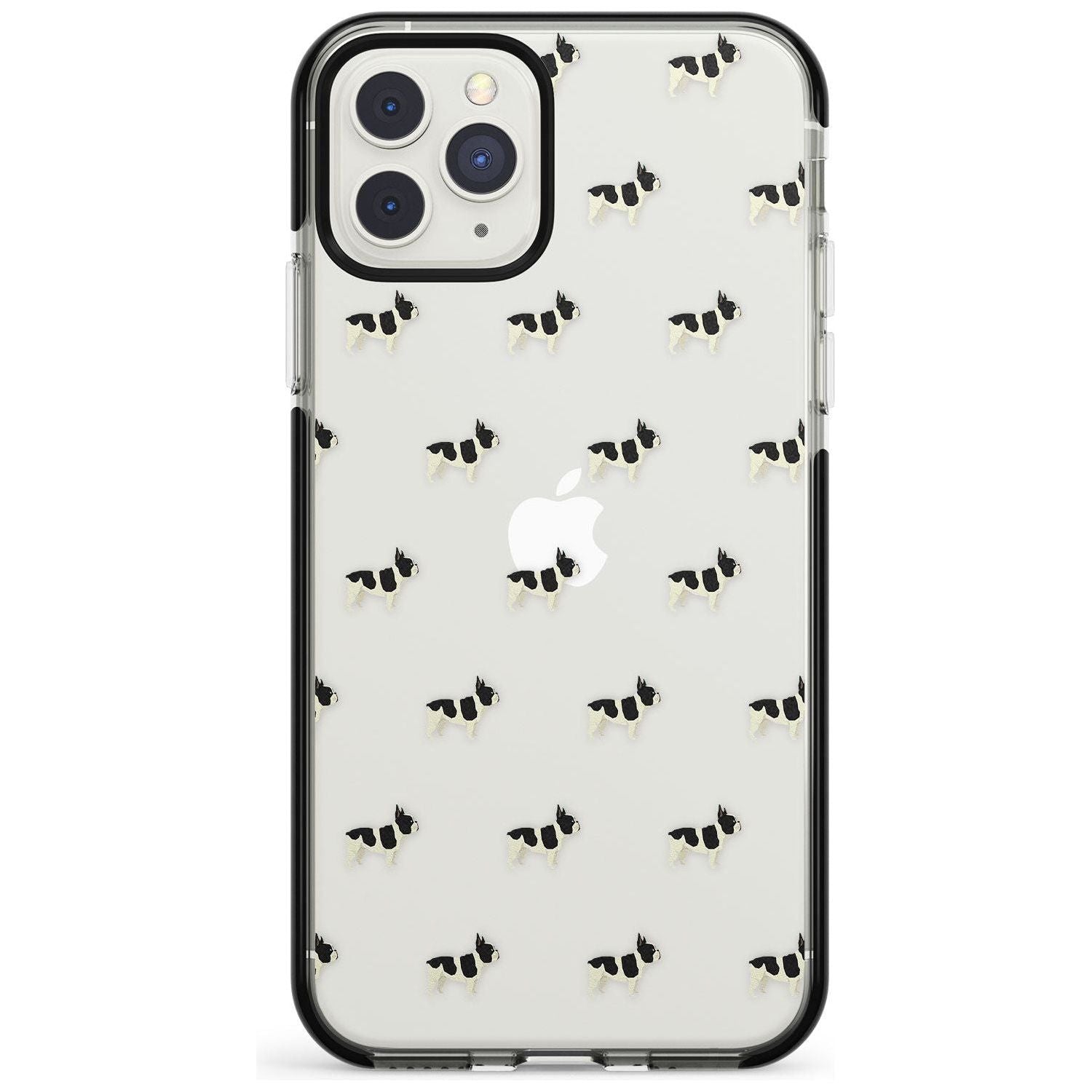 French Bulldog Dog Pattern Clear Black Impact Phone Case for iPhone 11 Pro Max