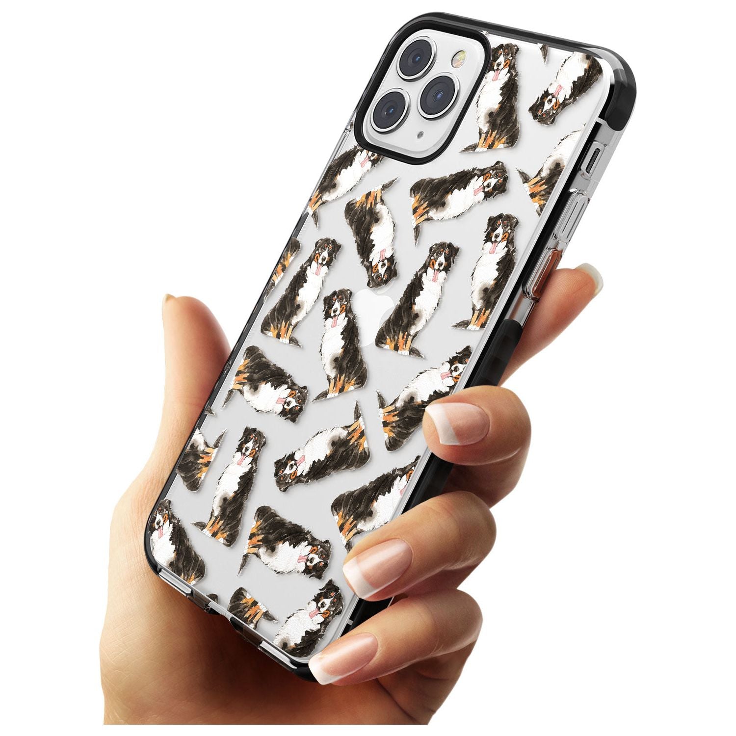 Bernese Mountain Dog Watercolour Dog Pattern Black Impact Phone Case for iPhone 11 Pro Max