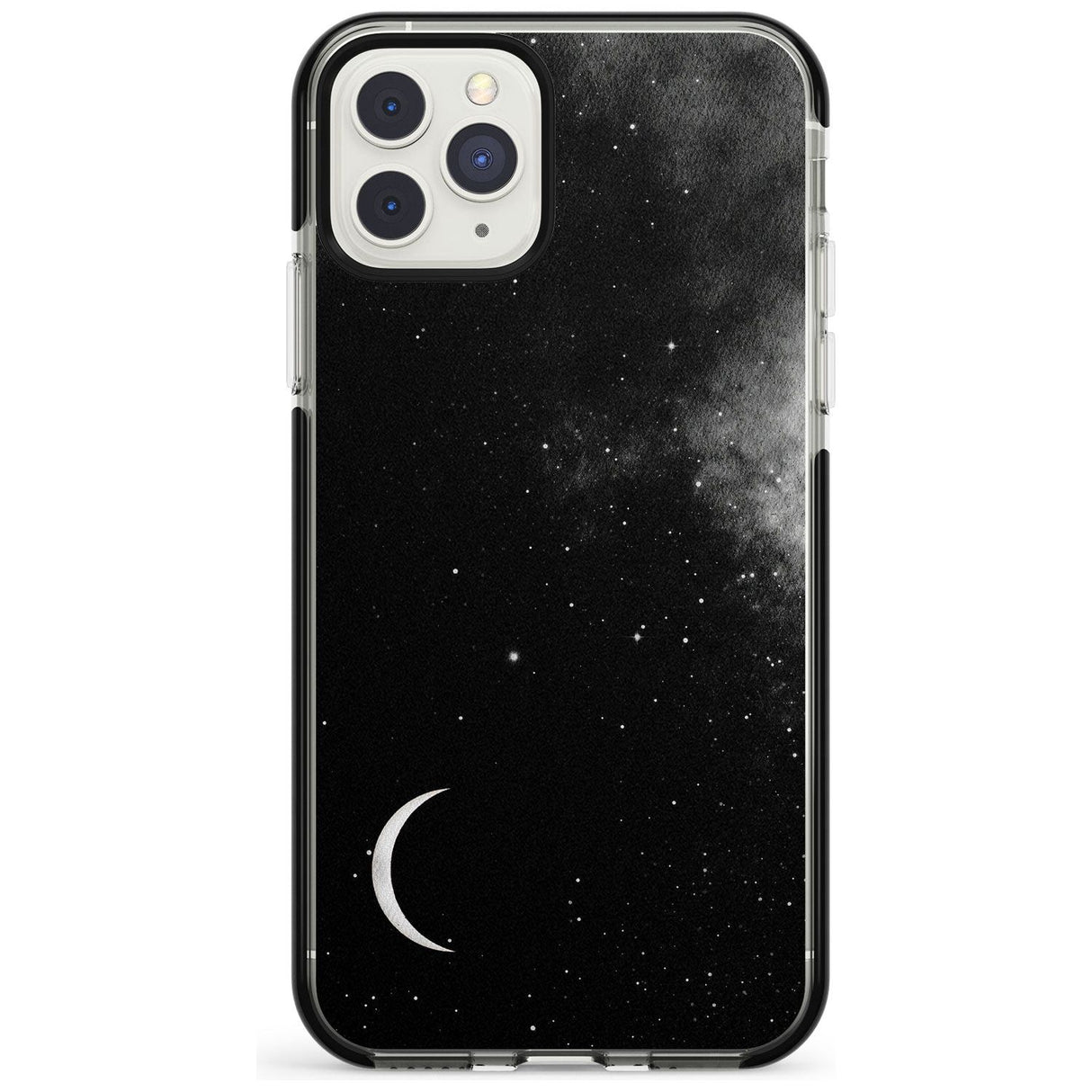 Night Sky Galaxies: Crescent Moon Phone Case iPhone 11 Pro Max / Black Impact Case,iPhone 11 Pro / Black Impact Case,iPhone 12 Pro Max / Black Impact Case Blanc Space