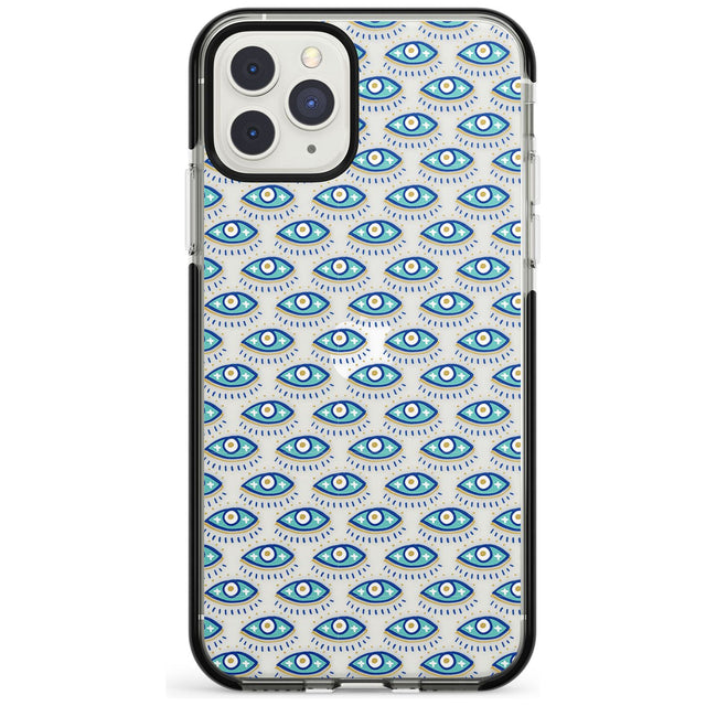 Eyes & Crosses (Clear) Psychedelic Eyes Pattern Black Impact Phone Case for iPhone 11 Pro Max