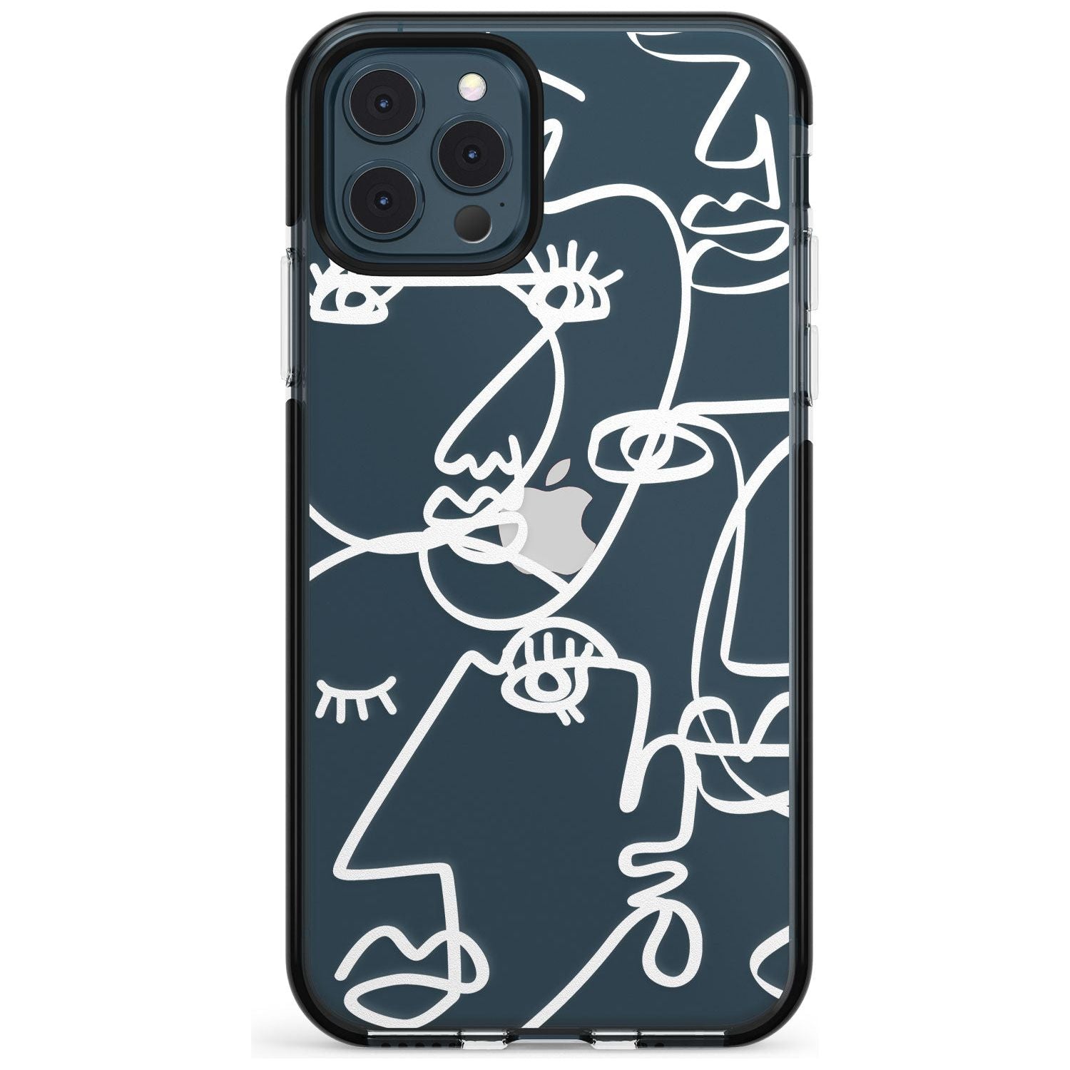 Continuous Line Faces: White on Clear Pink Fade Impact Phone Case for iPhone 11