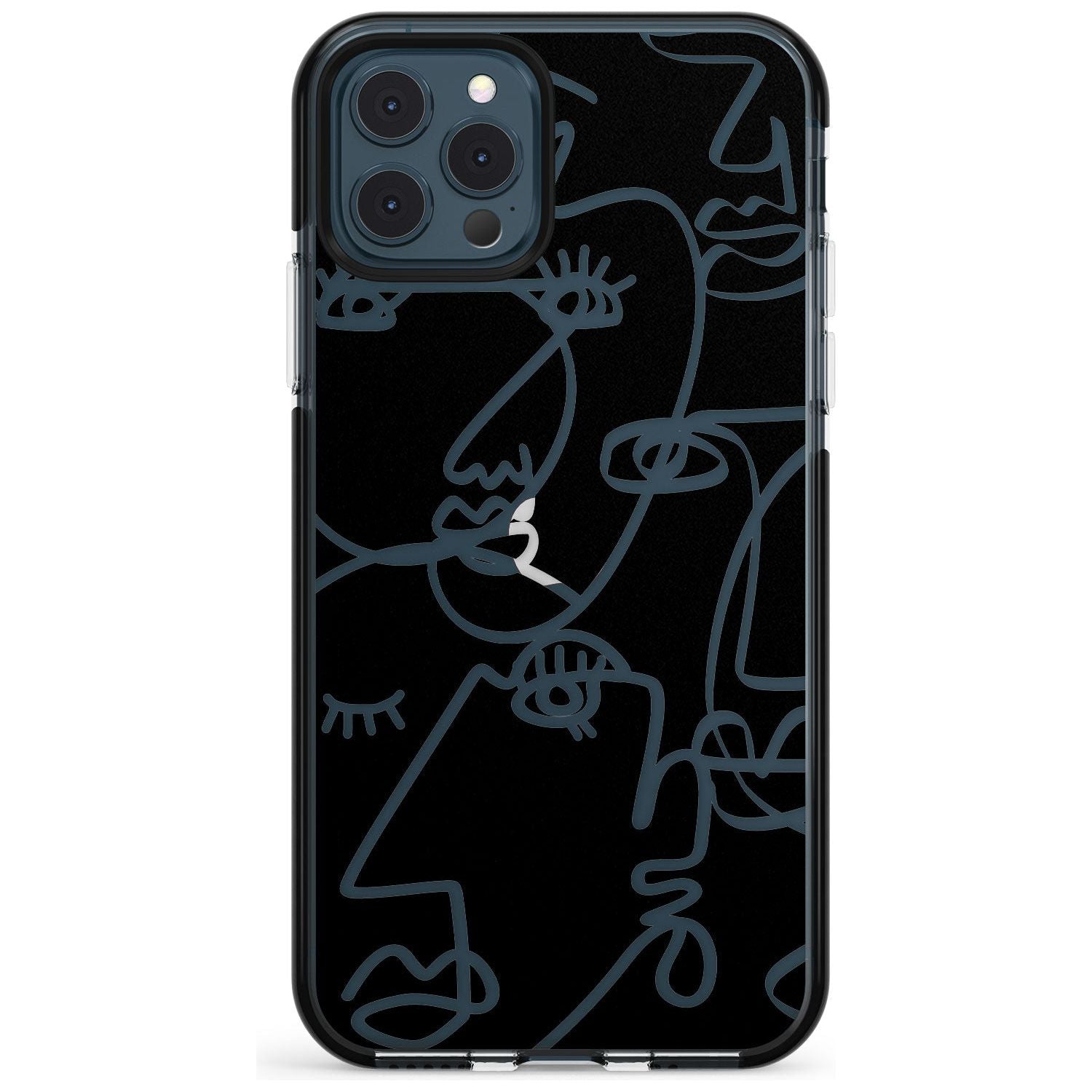 Continuous Line Faces: Clear on Black Pink Fade Impact Phone Case for iPhone 11
