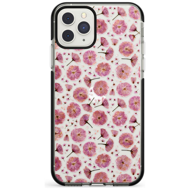 Pink Flowers & Blossoms Transparent Design Black Impact Phone Case for iPhone 11 Pro Max