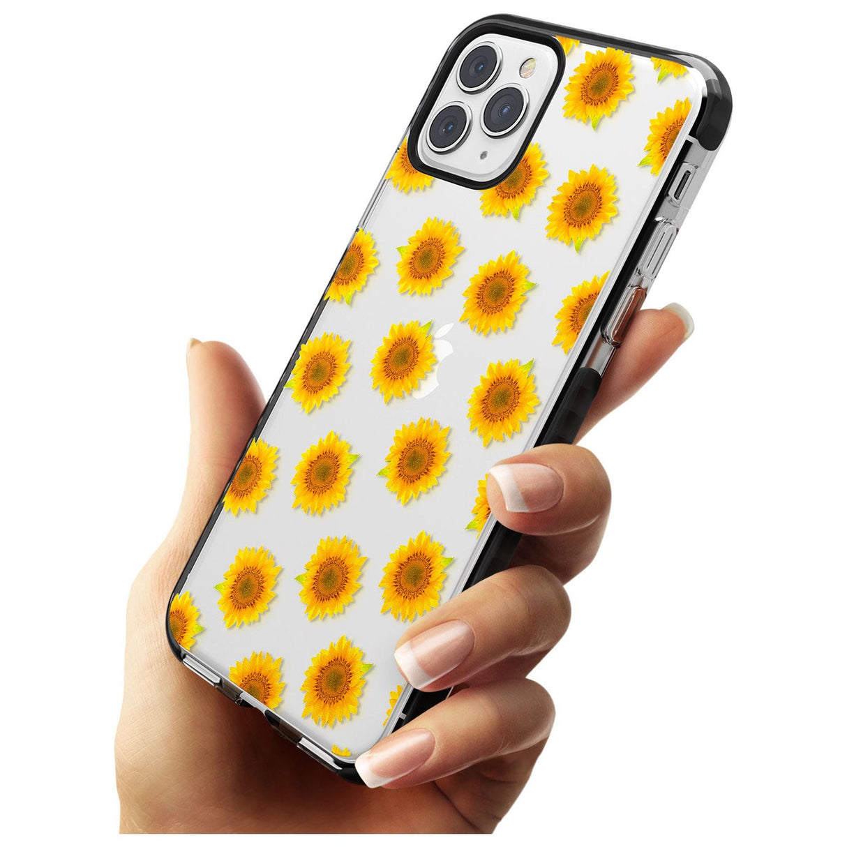 Sunflowers Transparent Pattern Black Impact Phone Case for iPhone 11 Pro Max