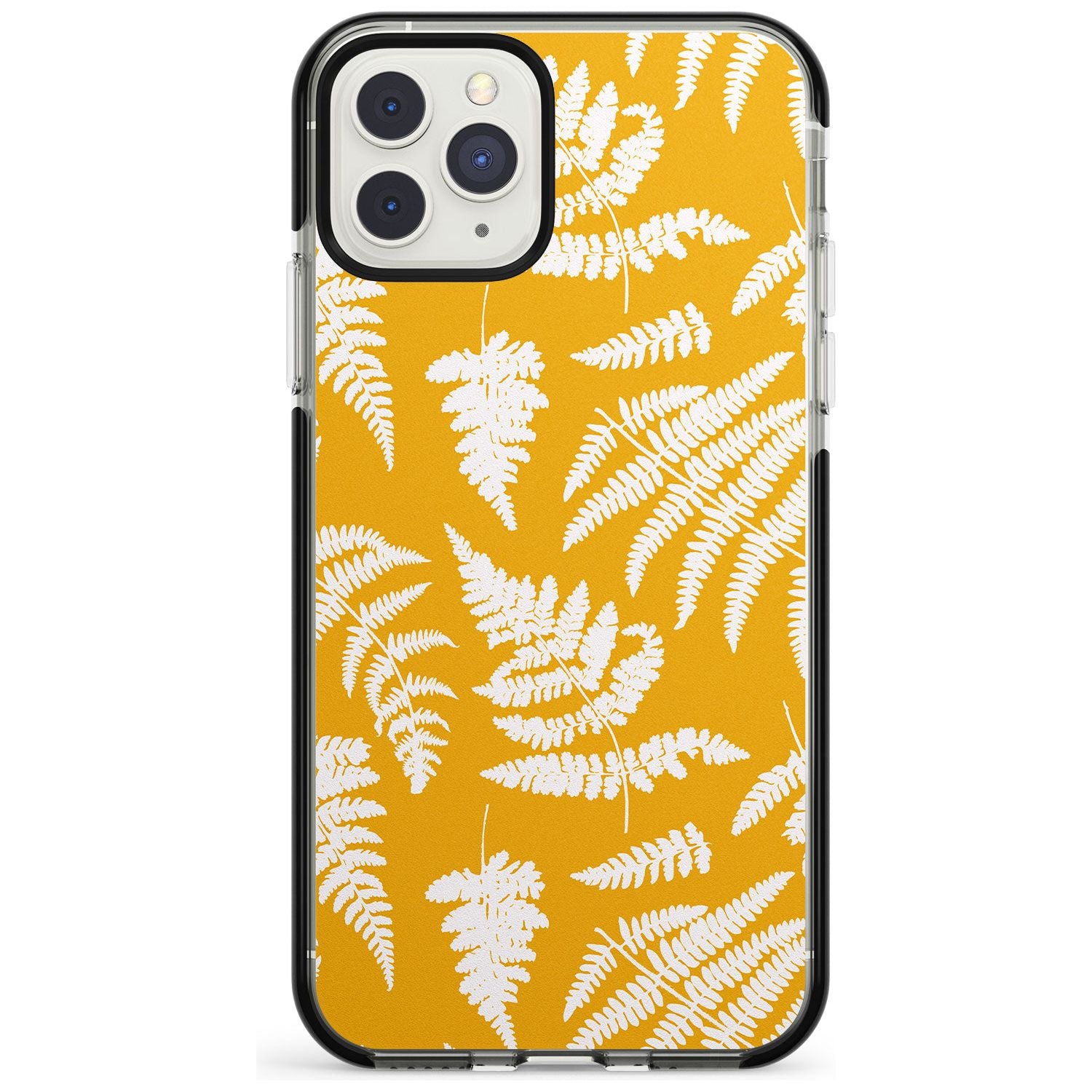Fern Pattern on Yellow Black Impact Phone Case for iPhone 11 Pro Max