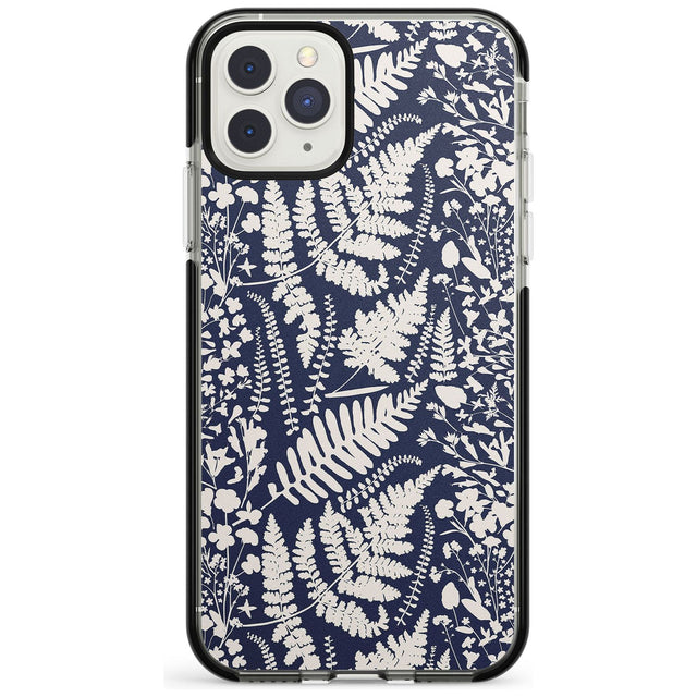 Wildflowers and Ferns on Navy Black Impact Phone Case for iPhone 11 Pro Max