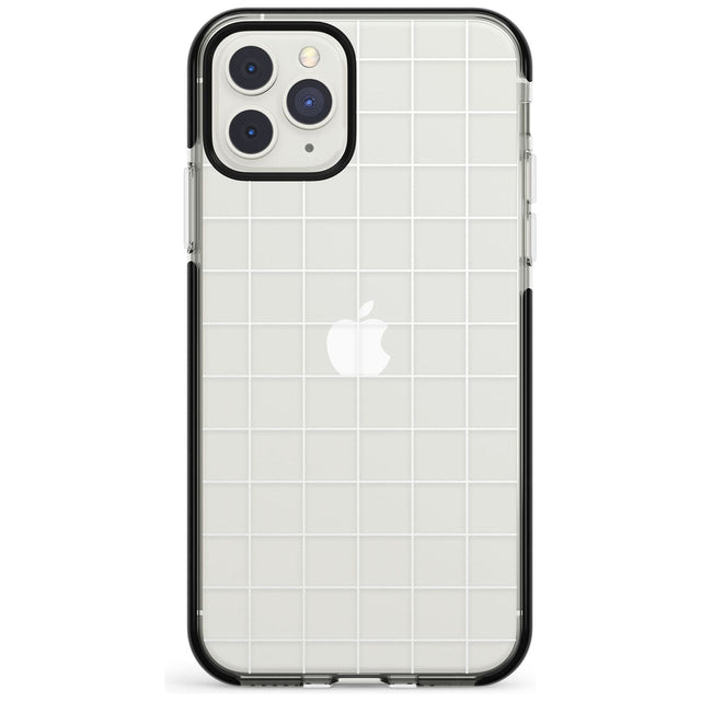 Simplistic Large Grid Pattern White (Transparent) Black Impact Phone Case for iPhone 11 Pro Max