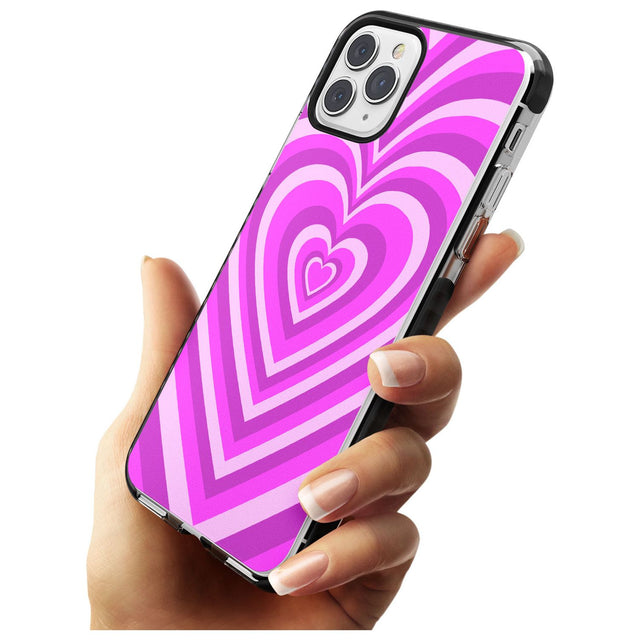 Pink Heart Illusion Black Impact Phone Case for iPhone 11