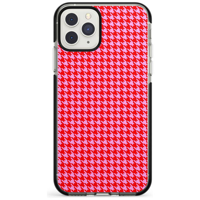 Neon Pink & Red Houndstooth Pattern Black Impact Phone Case for iPhone 11 Pro Max