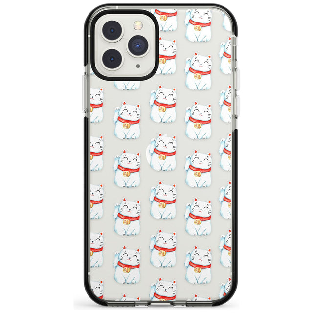 Lucky Cat Maneki-Neko Japanese Pattern Black Impact Phone Case for iPhone 11 Pro Max