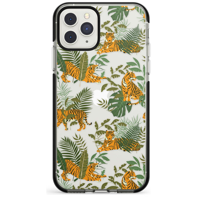 ClearTiger & Fern Jungle Cat Pattern Black Impact Phone Case for iPhone 11 Pro Max