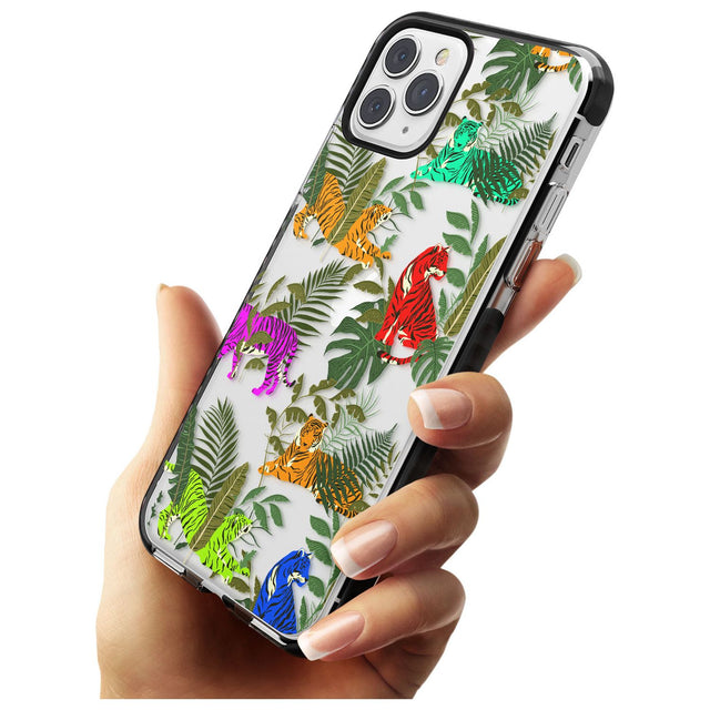 Colourful Tiger Jungle Cat Pattern Black Impact Phone Case for iPhone 11 Pro Max