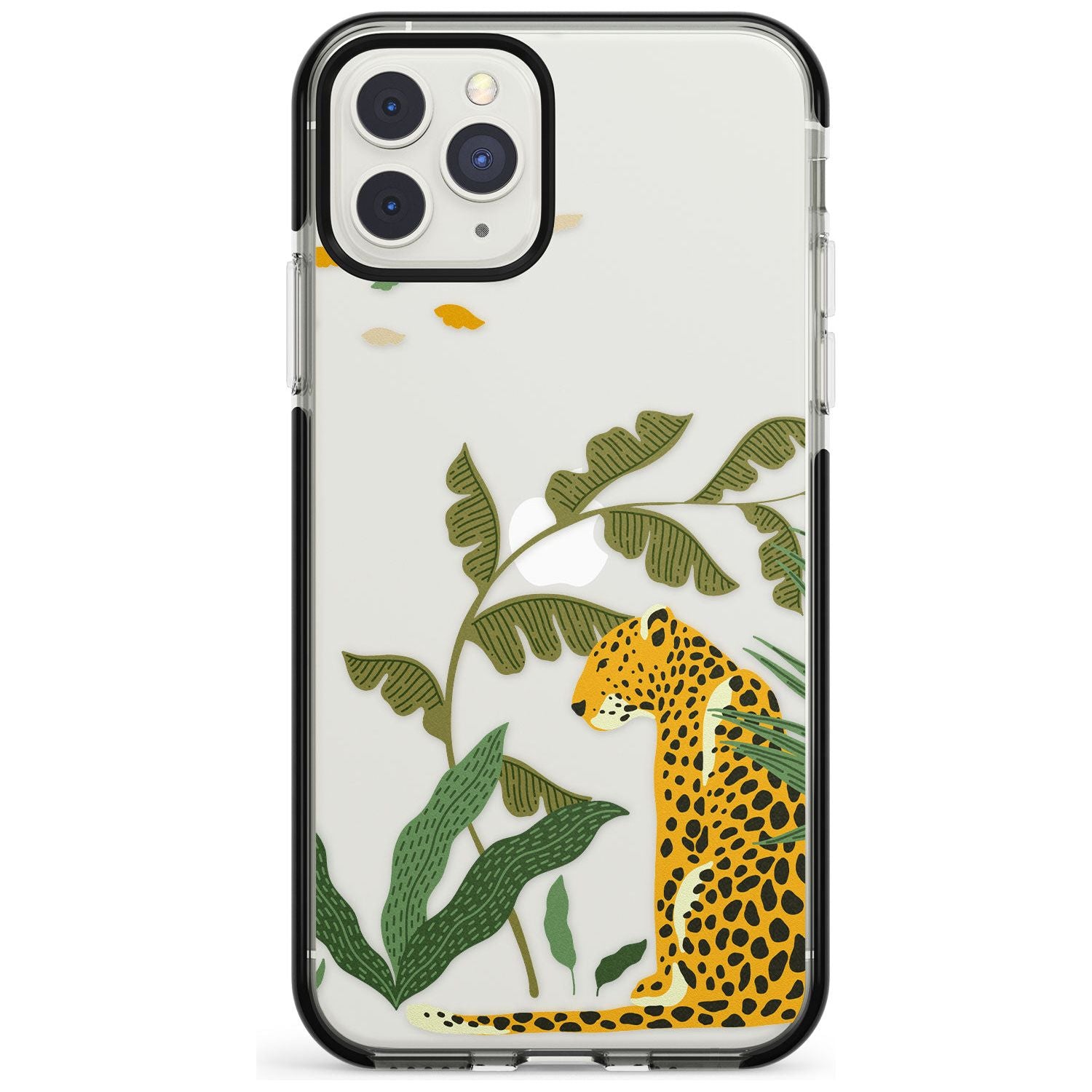 Large Jaguar Clear Jungle Cat Pattern Black Impact Phone Case for iPhone 11 Pro Max