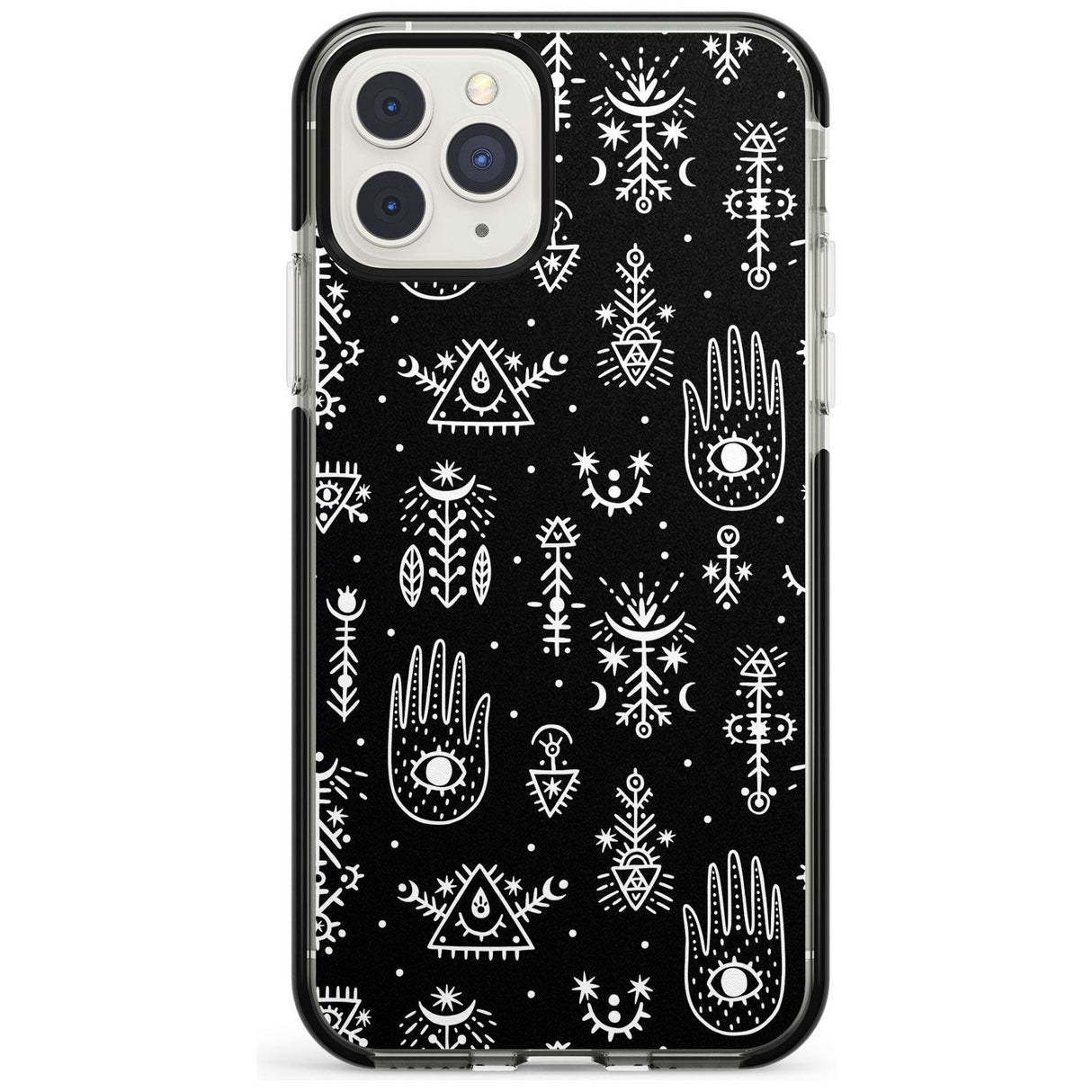 Tribal Palms - White on Black Black Impact Phone Case for iPhone 11 Pro Max
