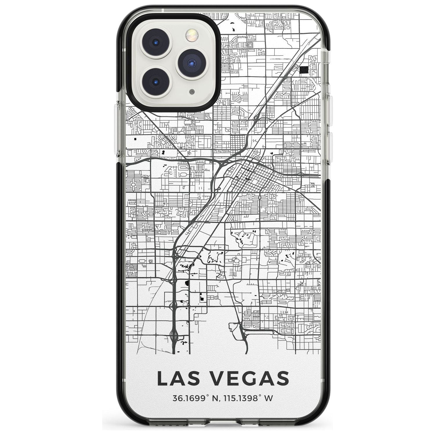 Map of Las Vegas, Nevada Black Impact Phone Case for iPhone 11 Pro Max