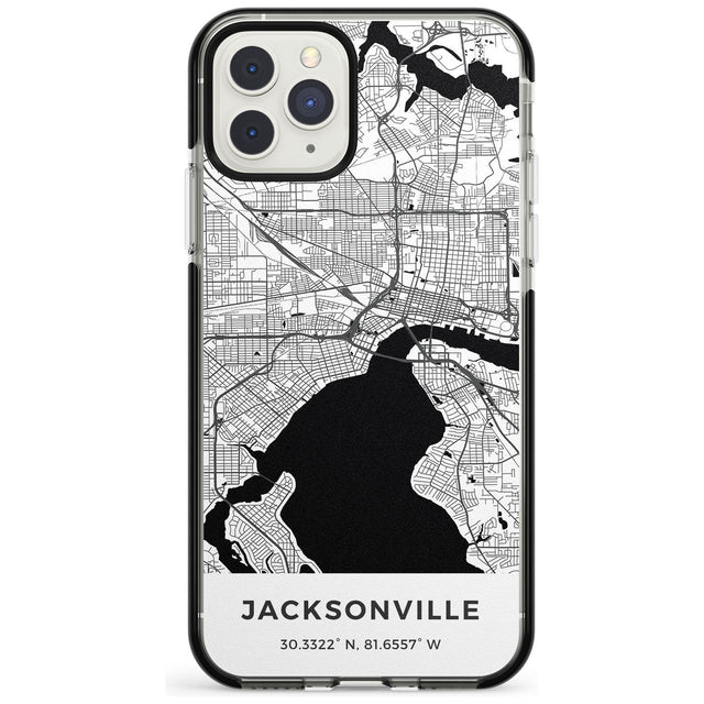 Map of Jacksonville, Florida Black Impact Phone Case for iPhone 11 Pro Max