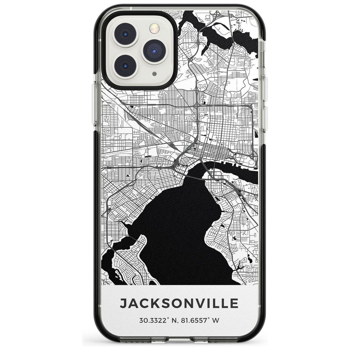 Map of Jacksonville, Florida Black Impact Phone Case for iPhone 11 Pro Max