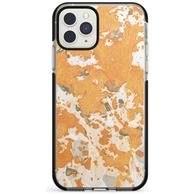 Orange Marbled Paper Pattern Black Impact Phone Case for iPhone 11 Pro Max