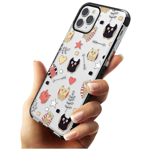 Cute Owl Pattern Black Impact Phone Case for iPhone 11