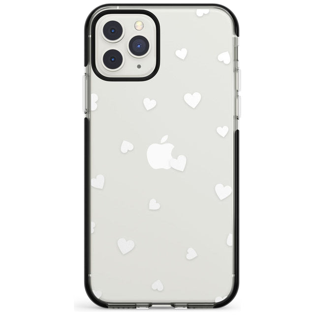White Hearts Pattern Black Impact Phone Case for iPhone 11 Pro Max