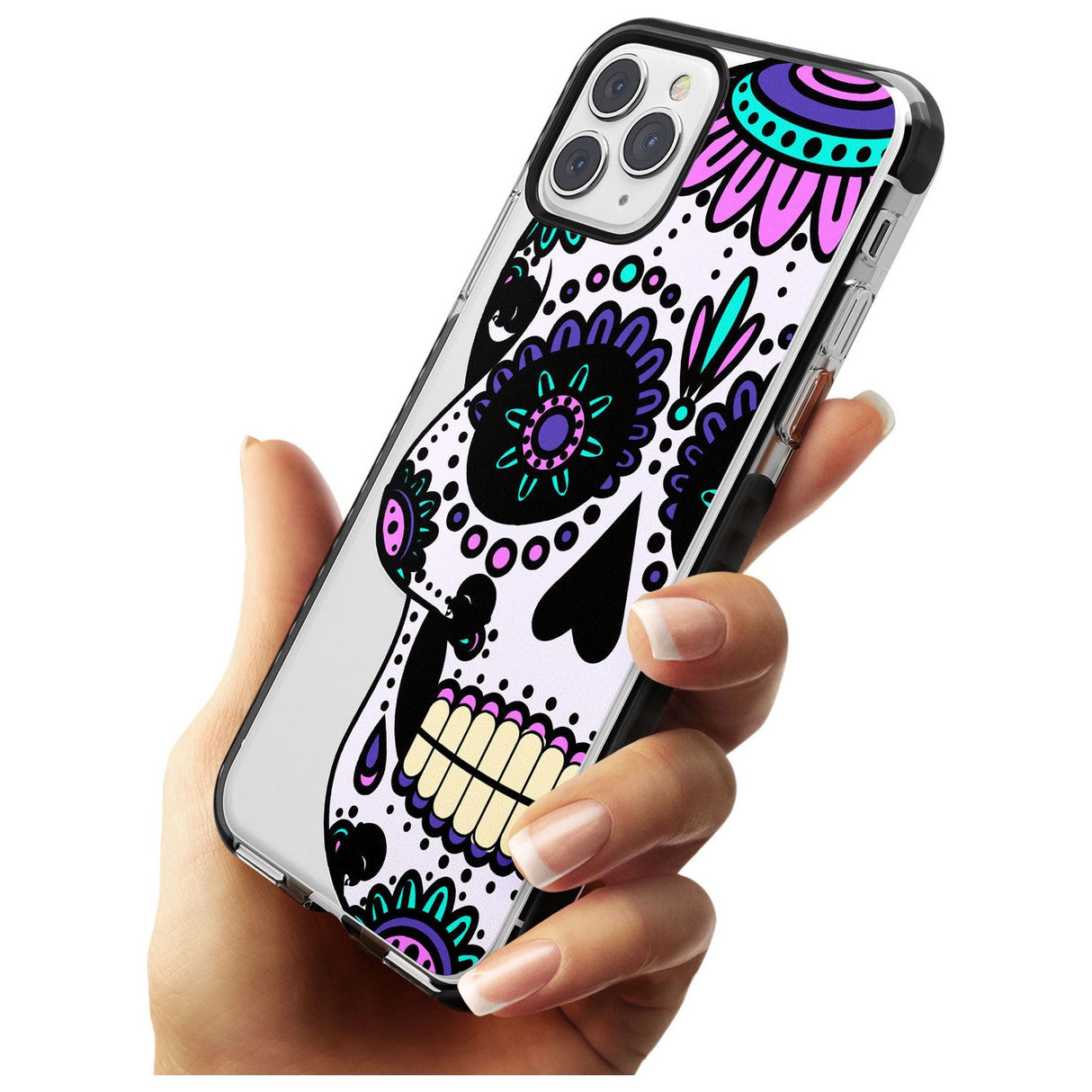 Violet Sugar Skull Black Impact Phone Case for iPhone 11