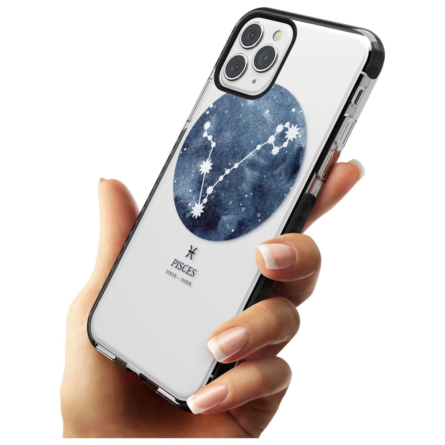 Pisces Zodiac Transparent Design - Blue Black Impact Phone Case for iPhone 11 Pro Max