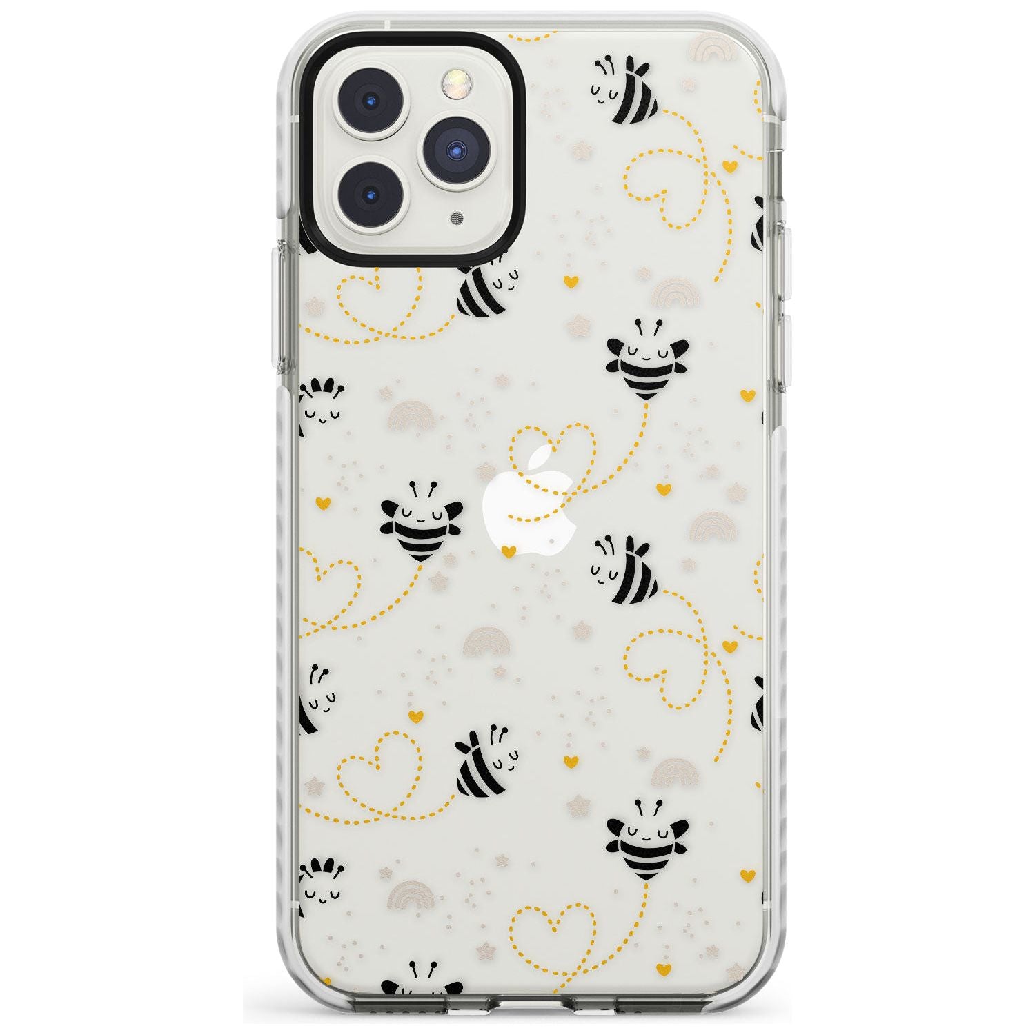 Sweet as Honey Patterns: Bees & Hearts (Clear) Impact Phone Case for iPhone 11 Pro Max
