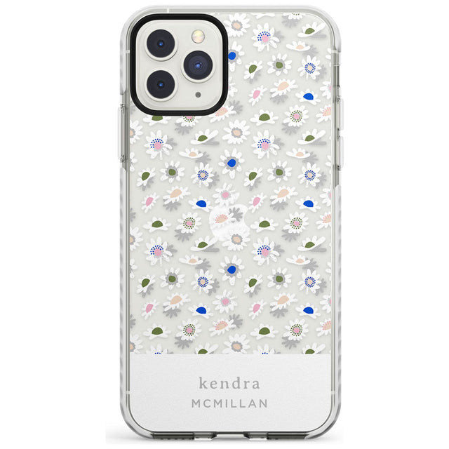 Grey & White Daisies Floral Design iPhone Case  Impact Case Custom Phone Case - Case Warehouse