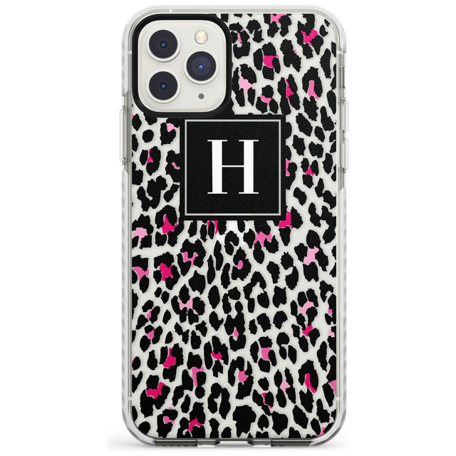Customised Pink Monogram Leopard Spots Impact Phone Case for iPhone 11 Pro Max