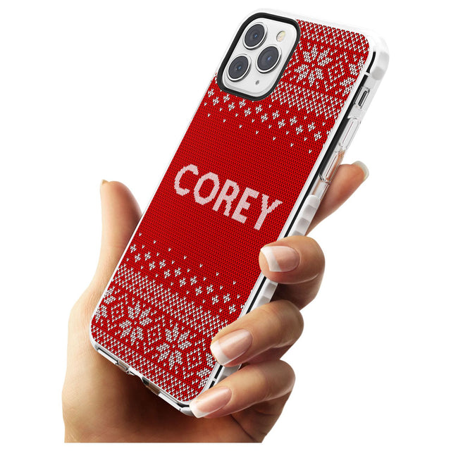 Personalised Red Christmas Knitted Jumper Impact Phone Case for iPhone 11 Pro Max