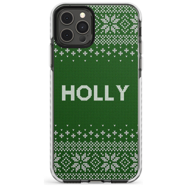 Personalised Green Christmas Knitted Jumper Impact Phone Case for iPhone 11 Pro Max