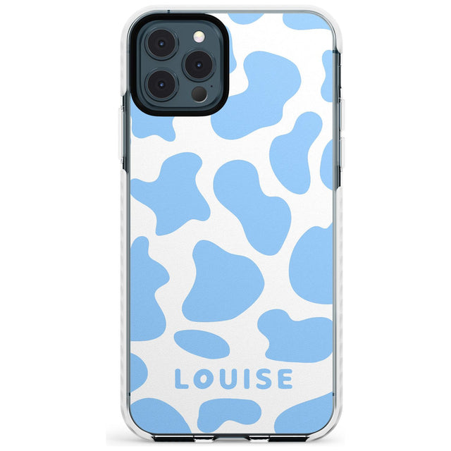 Personalised Blue and White Cow Print Impact Phone Case for iPhone 11 Pro Max