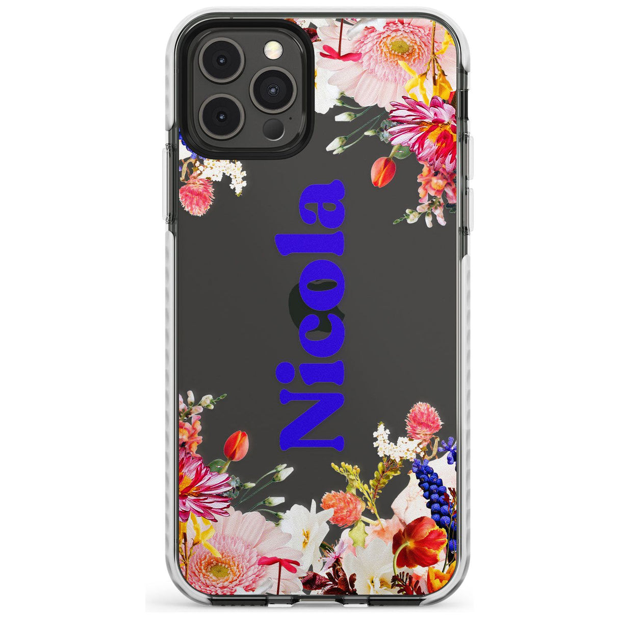 Custom Text with Floral Borders Slim TPU Phone Case for iPhone 11 Pro Max