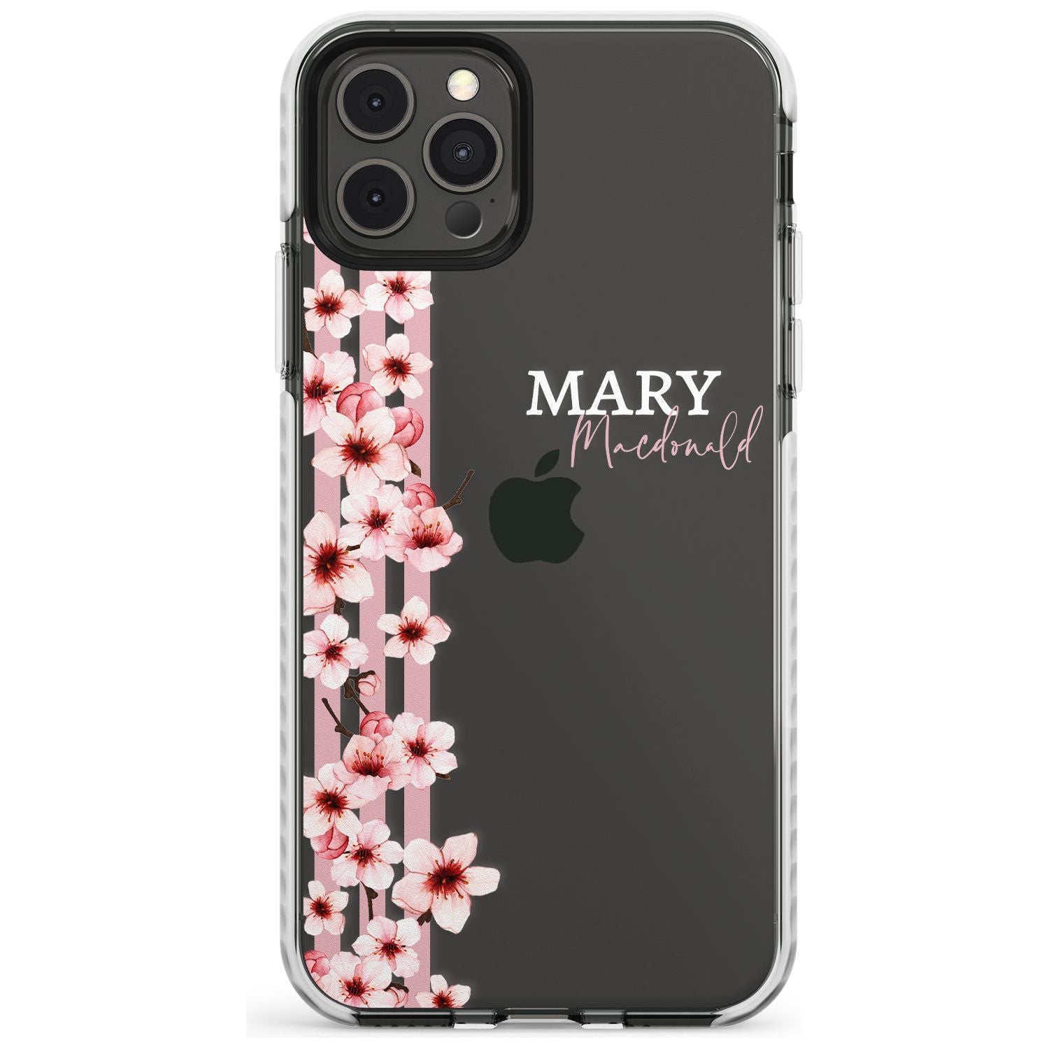 Cherry Blossoms & Stripes Transparent  Slim TPU Phone Case for iPhone 11 Pro Max
