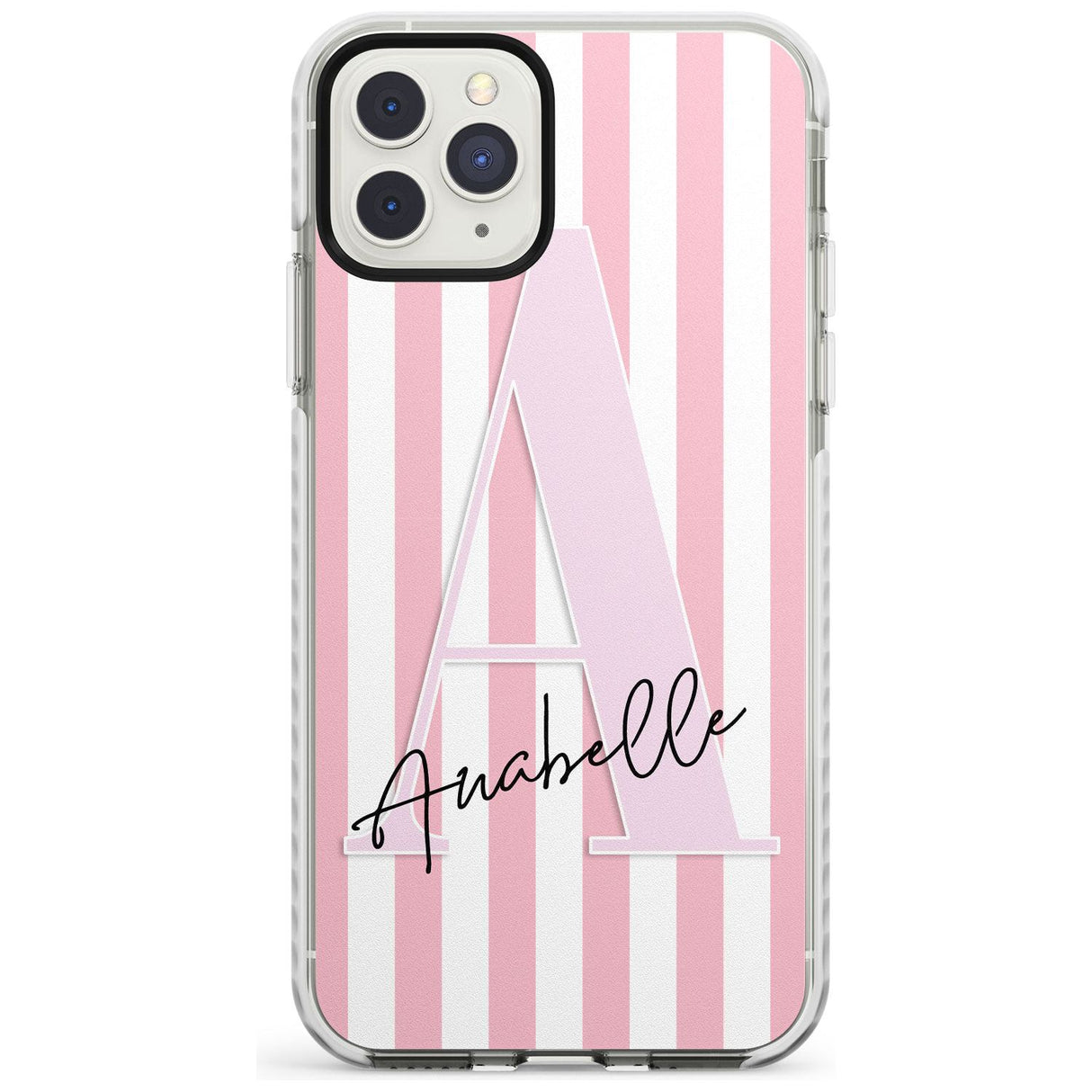 Pink Stripes & Large Monogram iPhone Case  Impact Case Custom Phone Case - Case Warehouse