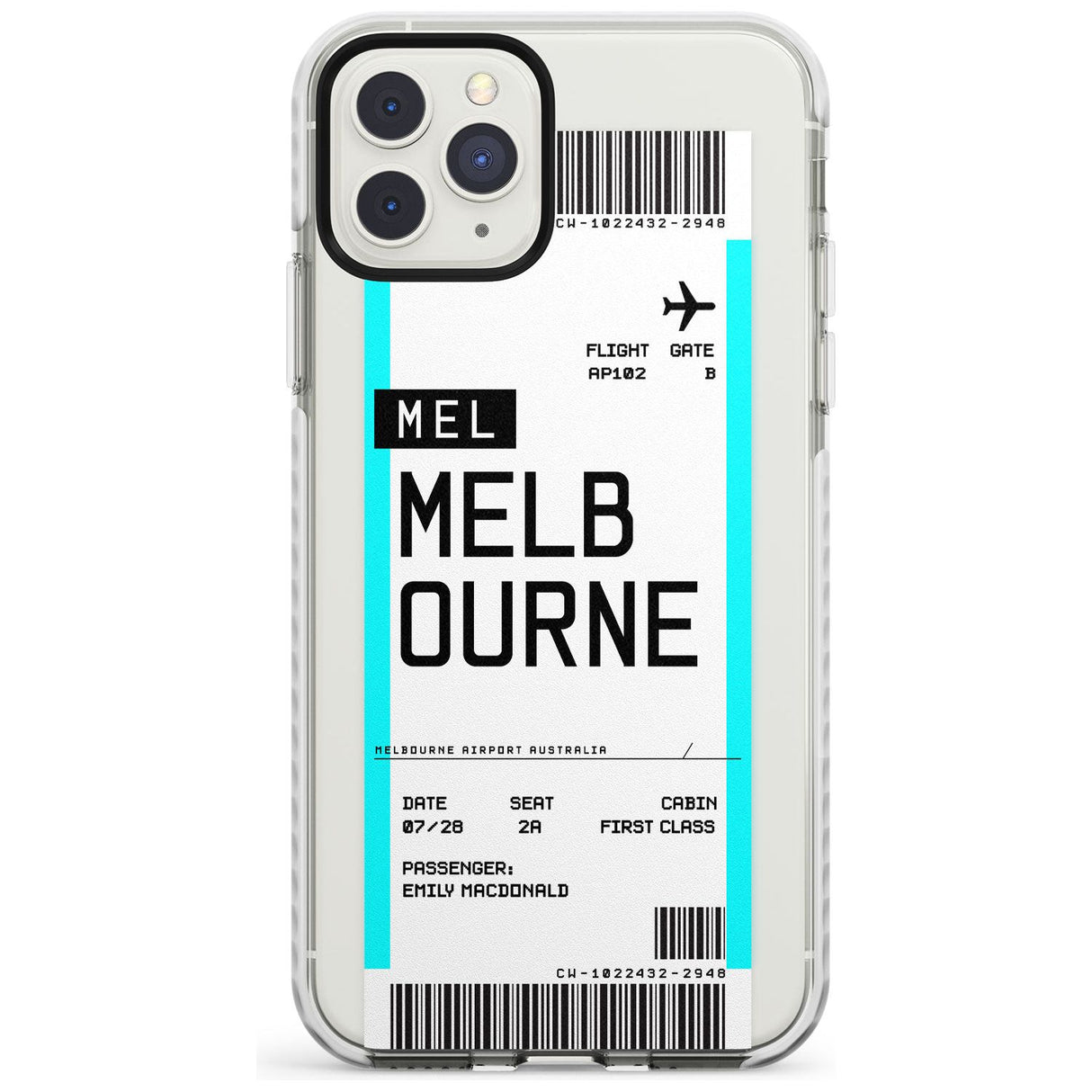 Melbourne Boarding Pass iPhone Case  Impact Case Custom Phone Case - Case Warehouse