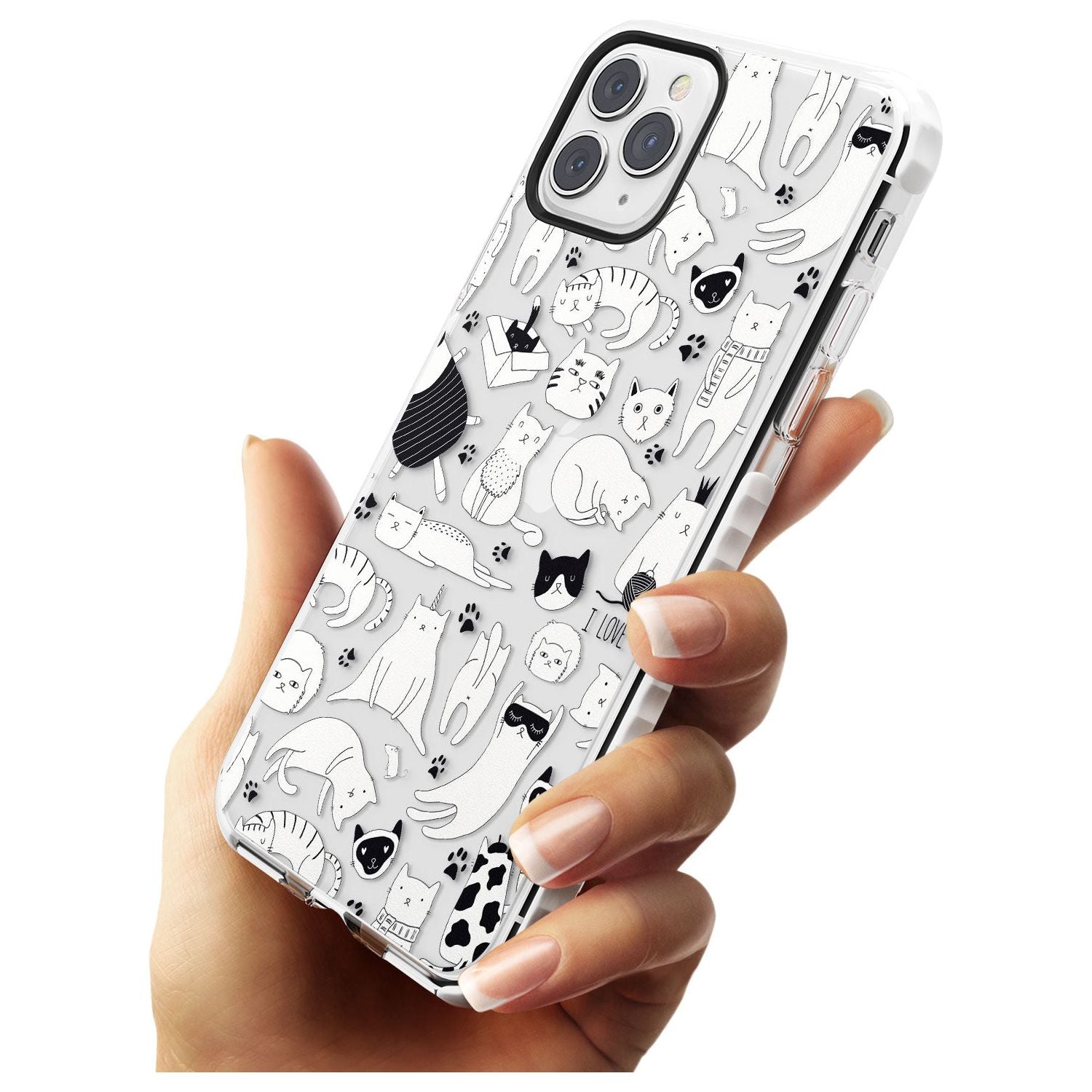 Cartoon Cat Collage - Black & White Slim TPU Phone Case for iPhone 11 Pro Max