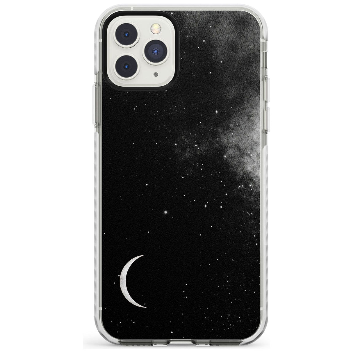 Night Sky Galaxies: Crescent Moon Phone Case iPhone 11 Pro Max / Impact Case,iPhone 11 Pro / Impact Case,iPhone 12 Pro / Impact Case,iPhone 12 Pro Max / Impact Case Blanc Space